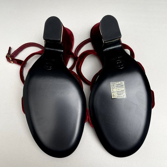 CHANEL 17A CC Logo Burgundy Velvet Strappy Slingback Open-Toe Sandals - IT 40 - Picture 6 of 11
